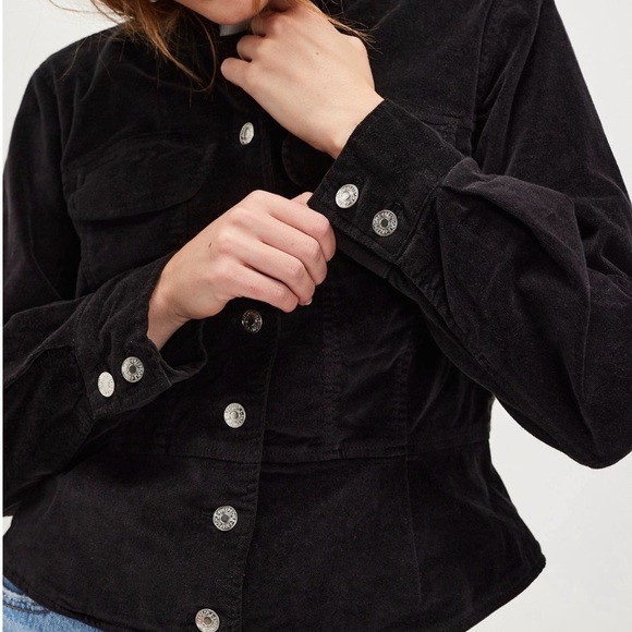 Free People Jocelyn Black Velvet Jacket. Size L - Picture 2 of 10